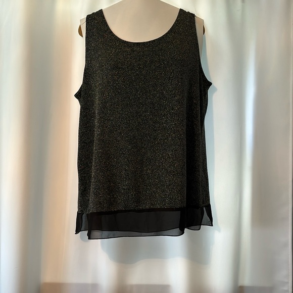 Northern Reflections 2 piece black shimmer tank and half sleeve shrug size XL - Picture 2 of 6